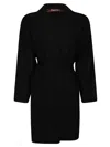 Max Mara Black Wrap Coat With Belted Waist In Black