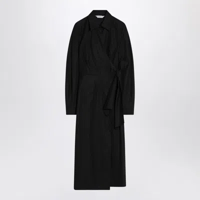 Max Mara Black Wrap Dress In Cotton Women