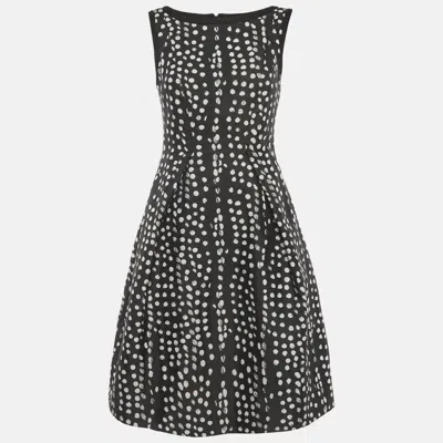 Max Mara Black/white Dotted Flared Mini Dress
