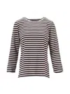 Max Mara Blackwhite Long Sleeve Striped T-shirt In Black