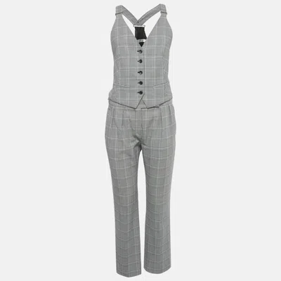 Pre-owned Max Mara Black/white Prince Of Wales Print Cotton Vest Coat Trouser Set S/xs