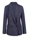 Max Mara Blazer In Lana Effetto Denim Locarno In Blue