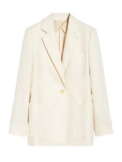 Max Mara Single-breasted Blazer In Shetland In Neutral