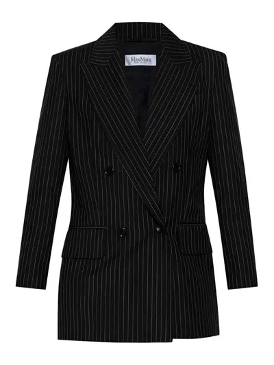 Max Mara Pinstripe Jacket In Black