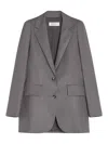 Max Mara Ebridi Wool And Silk Single-breasted Blazer In Silver