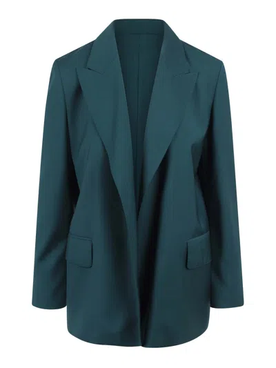 Max Mara Blazer In Talent Wool Canvas In Green