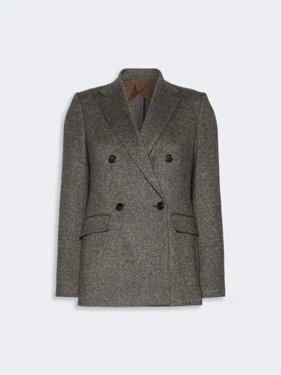 Max Mara Blazer À Double Boutonnage En Jersey Jacquard In Poil De Chameau