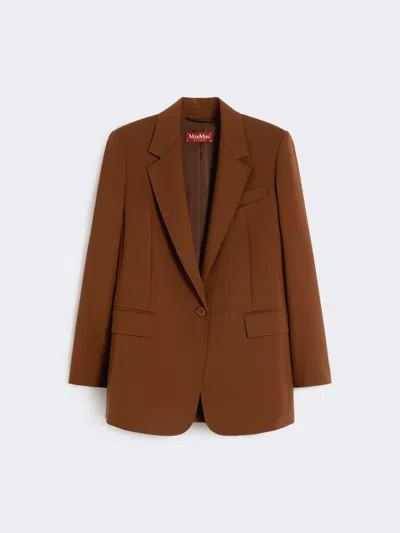 Max Mara Blazer À Simple Boutonnage En Laine Stretch In Brown