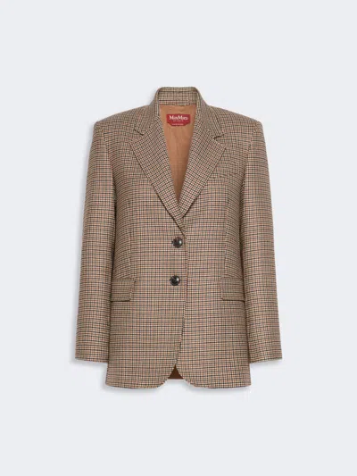 Max Mara Blazer À Simple Boutonnage En Laine Teinte En Fil In Brown