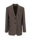 Max Mara Check-pattern Single-breasted Blazer In Brown