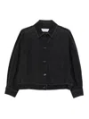 Max Mara Oversized Cotton Blend Jacket With Kimono Sleeves In Black