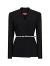 Max Mara Studio Double-breasted Cady Jacket With Belt In Black