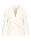 Max Mara Double-breasted Virgin-wool Blazer In White