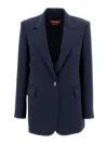 Max Mara Studio Blue Virgin Wool Silk Blazer In Blue