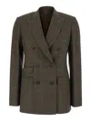 Max Mara Check-pattern Double-breasted Jacket In Brown