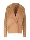 Max Mara 'micio' Double-breasted Jacket With In Camel