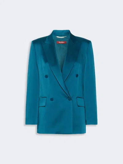 Max Mara Blazer Double Boutonnage En Envers Satin In Blue