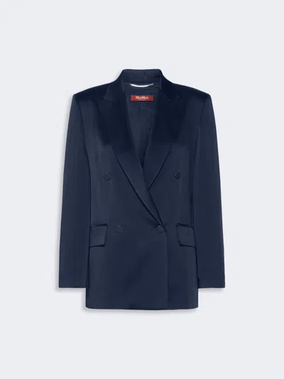 Max Mara Blazer Double Boutonnage En Envers Satin In Blue