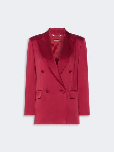 Max Mara Blazer Double Boutonnage En Envers Satin In Red