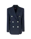 Max Mara Edicola Blazer In Navy Blue Wool Crêpe Satin In 004