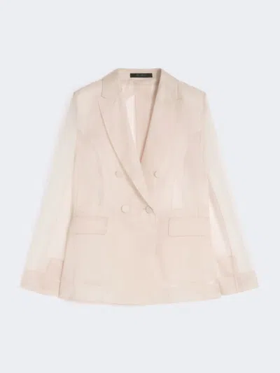 Max Mara Slogan Silk-organza Blazer In Neutral
