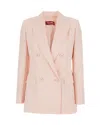 Max Mara Virgin Wool Double-breasted Jacket In Pink