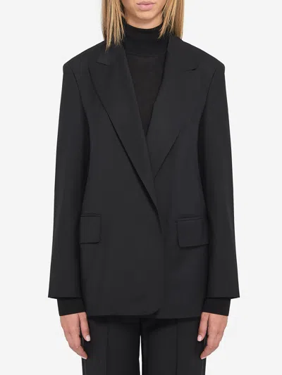 Max Mara Blazer In Wool Canvas In Black