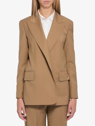 Max Mara Blazer In Wool Canvas In Brown