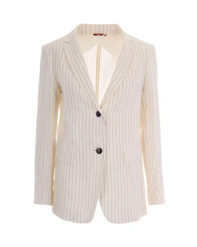Max Mara Blazer Lino Gessato In White