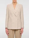 Max Mara Targa Double-breasted Linen Blazer In Beige