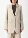 Max Mara Longline Textured Wool Jacket With Rear Vents In Beige