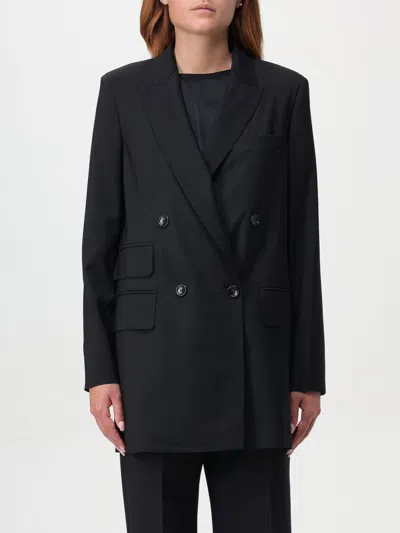 Max Mara Double-breasted Wool Blazer In Black