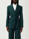 Max Mara Green Wool Canvas Jacket With Belt In Green