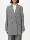 Max Mara Woman Blazer Grey Size 12 Virgin Wool In Grau