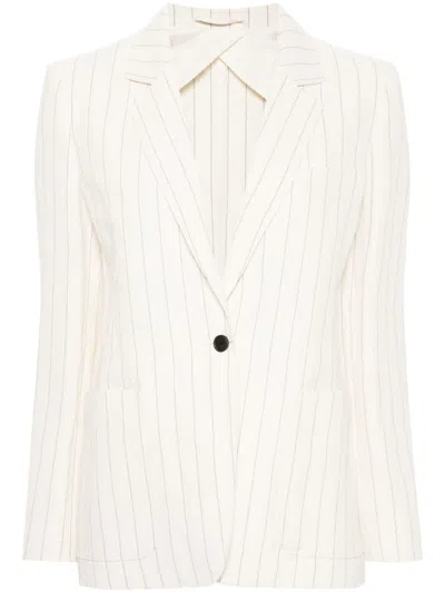 Max Mara Single-breasted Pinstriped Blazer In Neutrals