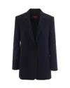 Max Mara Studio Virgin Wool Single Breasted Blazer In Black