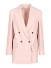 Max Mara Ombrosa Double Breasted Wool Blazer Jackets Rose In Pink