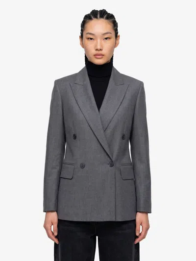 Max Mara Scenico Double-breasted Wool-blend Jacket In Gray