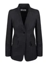 Max Mara Blazer Slim In Cotone Effetto Denim In Blue