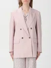 Max Mara Ombrosa Double Breasted Wool Blazer Jackets Rose In Pink
