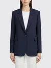 Max Mara Studio Blue Virgin Wool Silk Blazer In Blue
