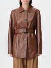 Max Mara Studio Button-up Belted Jacket In Brown