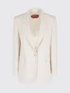 Max Mara Studio Cady Blazer With Vertical Side Stitching And Lapel Collar In Neutral