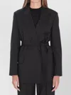 Max Mara Women Black Canvas Talento Belted Blazer In Black