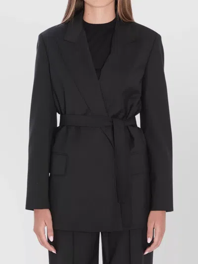 MAX MARA BLAZER WOOL CANVAS TIE BELT