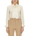 Max Mara Regular Fit Shirt With Bow Tie Detail In Neutral
