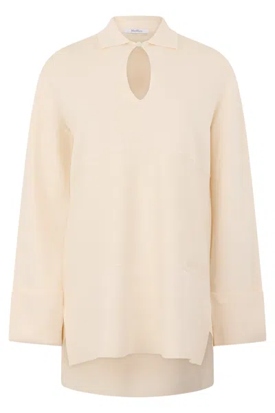 Max Mara Blouse In A Viscose And Polyamide Blend In Neutral