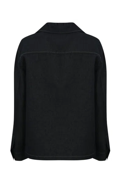 Max Mara Blouse In Cotton And Linen Drill In Blu