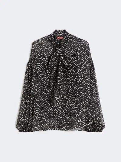 Max Mara Blouse In Printed Chiffon In Black