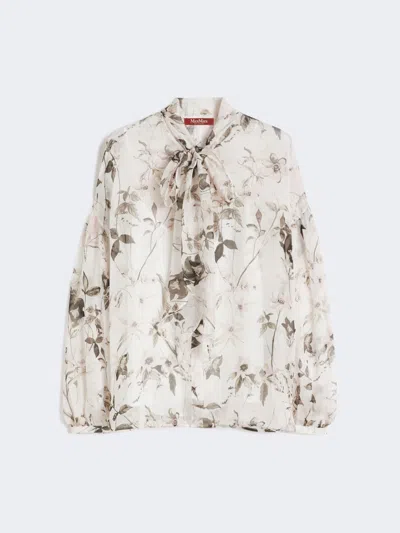 Max Mara Blouse In Printed Chiffon In Brown